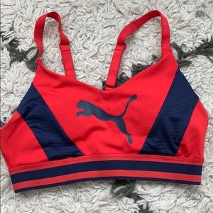 Red and blue puma sports bra